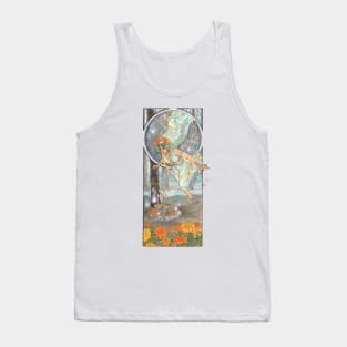 Lady of October with Opal and Marigolds Spirit Shrine Goddess Mucha Inspired Birthstone Series Tank Top